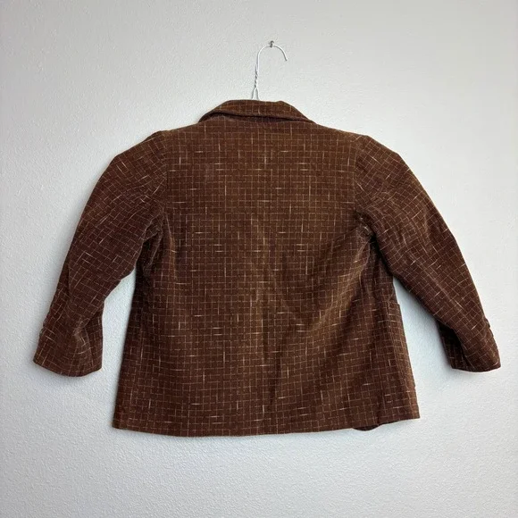 1960s Boys Corduroy Blazer Brown Windowpane Barry Boy Size 6 Vintage Jacket - Picture 6 of 16